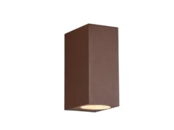 Eckige Außenwandleuchte Up and Down Rostoptik mit GU10 LED, Höhe 15cm