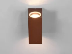 Eckige Außenwandleuchte Up and Down Rostoptik mit GU10 LED, Höhe 15cm