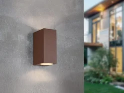 Eckige Außenwandleuchte Up and Down Rostoptik mit GU10 LED, Höhe 15cm