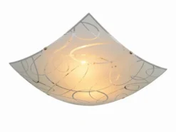 Eckige Deckenleuchte SPIRELLI Glas mit modernem Dekor, Quadrat 40cm