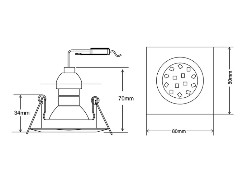 Eckige Einbaustrahler Decke im 4er Set schwenkbar Silber Chrom GU10