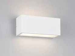 Eckige LED Up & Downlight Außenwandleuchte Weiß, Breite 25cm