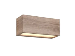 Eckige LED Up & Downlight Außenwandleuchte Holzoptik, Breite 25cm