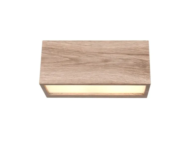 Eckige LED Up & Downlight Außenwandleuchte Holzoptik, Breite 25cm