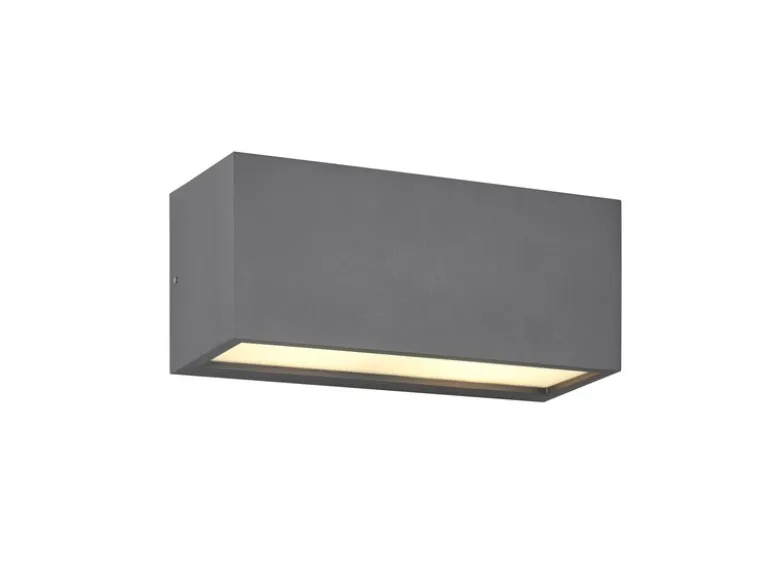 Eckige LED Up & Downlight Außenwandleuchte Anthrazit, Breite 25cm