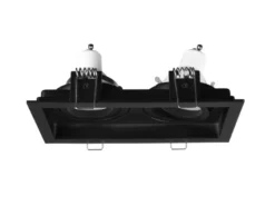 Eckiger 2-flammiger Deckeneinbaustrahler KENAI Schwarz, schwenkbar 17,2 x 9,2cm