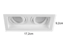 Eckiger 2-flammiger LED Deckeneinbaustrahler Weiß, schwenkbar 17,2 x 9,2cm
