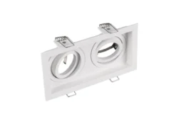 Eckiger 2-flammiger LED Deckeneinbaustrahler Weiß, schwenkbar 17,2 x 9,2cm