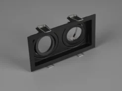 Eckiger 2-flammiger LED Deckeneinbaustrahler Schwarz, schwenkbar 17,2 x 9,2cm