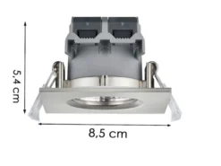 Eckiger LED Deckeneinbaustrahler ZAGROS dimmbar in Silber matt, IP65