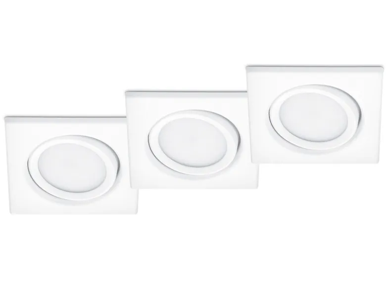 Eckiger LED Einbaustrahler RILA Decke 3er Set Spot schwenkbar Weiß matt 5 Watt