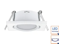 Eckiger LED Einbaustrahler RILA schwenkbar Weiß matt 5 Watt - Deckenbeleuchtung