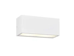 Eckige Up & Downlight Außenwandleuchte MAYENNE Weiß, Breite 25cm