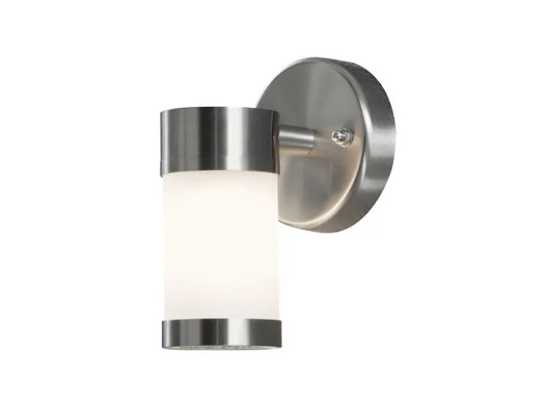 Edelstahl Außenwandleuchte MODENA mit Opalglas, Höhe 16cm