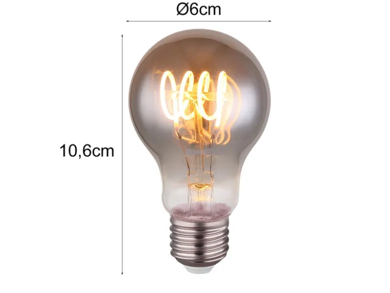 E27 Filament LED - 4,5 Watt, 150 Lumen, 2000 Kelvin Ø6cm - extern dimmbar