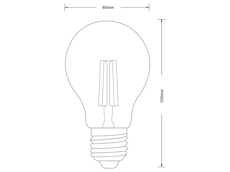 E27 Filament LED, 4 Watt, 470 Lumen, 3000 K warmweiß, Ø6cm- nicht dimmbar, amber