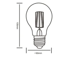 E27 Filament LED, 7 Watt, 806 Lumen, warmweiß, Ø6cm, 3 Stufen Dimmer