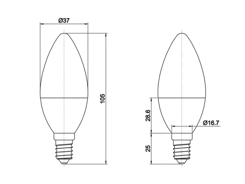 E14 LED - 5 Watt, 400 Lumen, 3000 Kelvin warmweiß, Ø3,7cm - extern dimmbar