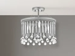 Elegante LED Deckenleuchte 3-flammig mit filigranem Kristall Glas Chrom, Ø 38cm