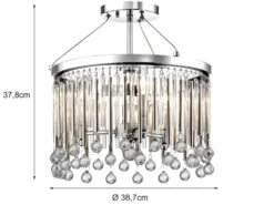 Elegante LED Deckenleuchte 3-flammig mit filigranem Kristall Glas Chrom, Ø 38cm