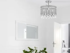 Elegante LED Deckenleuchte 3-flammig mit filigranem Kristall Glas Chrom, Ø 38cm