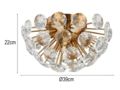 Elegante LED Deckenleuchte in Gold mit K9 Kristallen, Ø 39cm