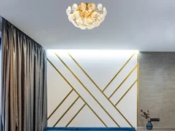 Elegante LED Deckenleuchte in Gold mit K9 Kristallen, Ø 39cm