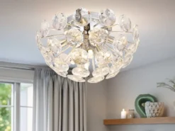 Elegante LED Deckenleuchte in Silber Chrom mit K9 Kristallen, Ø 39cm