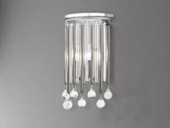 Elegante LED Wandleuchte 2-flammig mit filigranem Kristallglas Chrom, Höhe 31cm