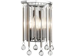 Elegante LED Wandleuchte 2-flammig mit filigranem Kristallglas Chrom, Höhe 31cm