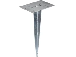 Erdspieß aus Metall in Nickel matt für Garten Außenleuchten / Pollerleuchten