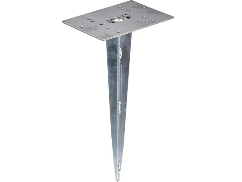 Erdspieß aus Metall in Nickel matt für Garten Außenleuchten / Pollerleuchten