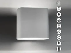 2er SET Akku Außenleuchten Silber mit Bewegungsmelder, Breite 10cm
