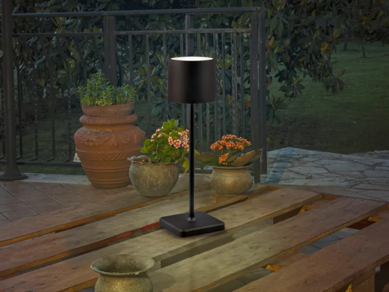 2er SET Akku LED Tischlampen kabellos für Innen & Außen, Schwarz - H: 38cm