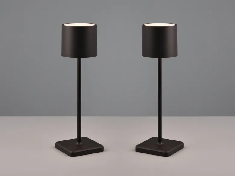2er SET Akku LED Tischlampen kabellos für Innen & Außen, Schwarz - H: 38cm