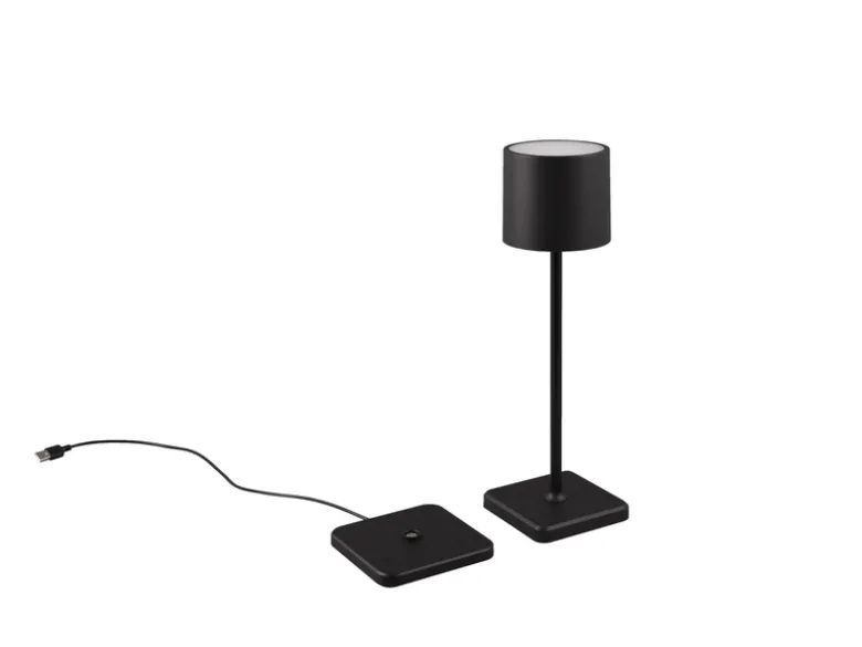 2er SET Akku LED Tischlampen kabellos für Innen & Außen, Schwarz - H: 38cm