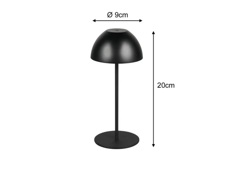 2er SET Akku LED Tischleuchten kabellos für Innen & Außen, Schwarz - 20cm klein