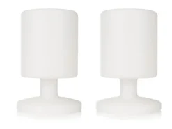 2er SET Akku LED Tischleuchten Outdoor mit RGB Farbwechsler, Höhe 25cm