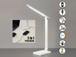2er SET Akku Schreibtischlampen Weiß ohne Kabel, Höhe 39,5cm