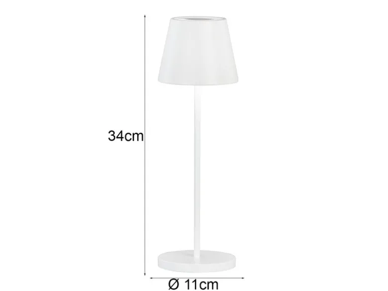 2er SET Akku Tischlampen Weiß ohne Kabel mit Ladestation, Höhe 34cm