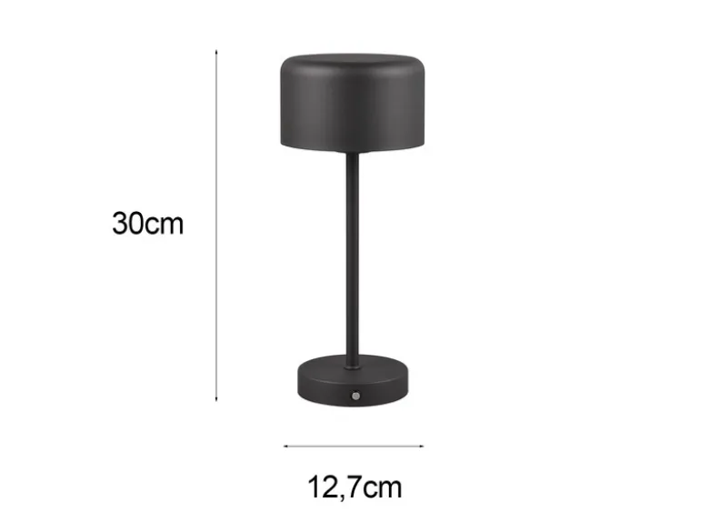 2er SET Akku Tischleuchten, per USB aufladbar, dimmbar, Schwarz, Höhe 30cm