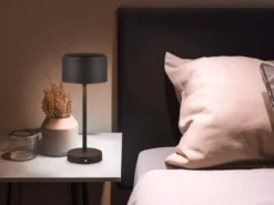2er SET Akku Tischleuchten, per USB aufladbar, dimmbar, Schwarz, Höhe 30cm