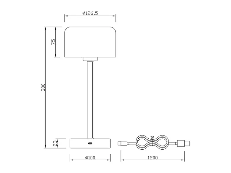 2er SET Akku Tischleuchten, per USB aufladbar, dimmbar, Silber Chrom, Höhe 30cm
