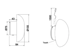 2er SET Akku Wandlampen aus Metall Weiß per USB aufladbar, Ø 15,5cm