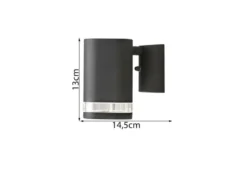 2er-Set Aluminium Wandleuchte MODENA schwarz, GU10, Höhe 13,5 cm, IP44