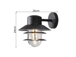2er-Set Aluminium Wandleuchten MODENA schwarz, E27-Sockel, Höhe 24 cm, IP44
