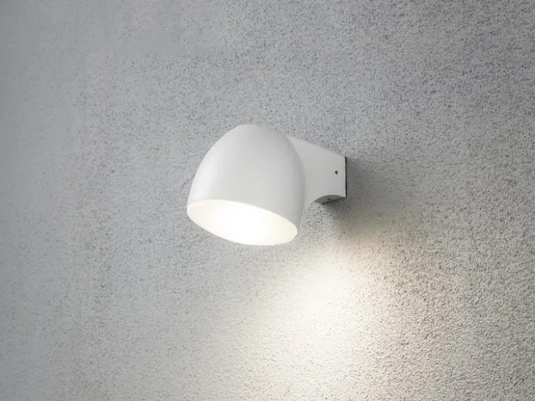 2er Set Außenwandleuchte Downlight FERRERA Alu weiß, High Power LED, Höhe 13cm