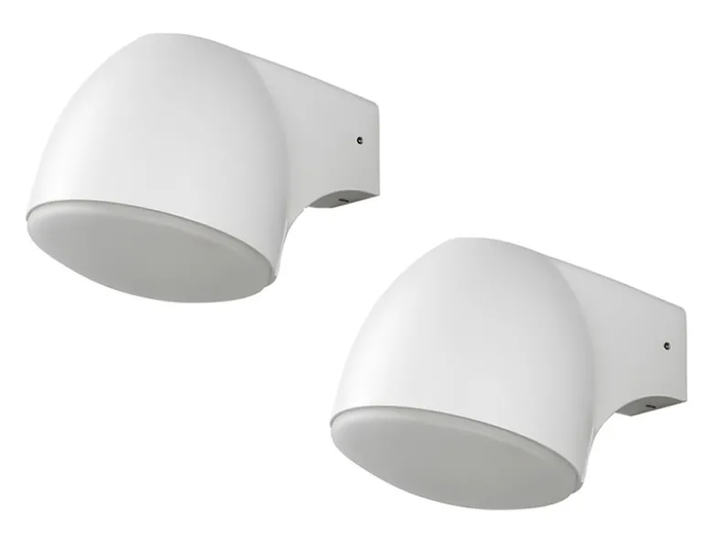 2er Set Außenwandleuchte Downlight FERRERA Alu weiß, High Power LED, Höhe 13cm