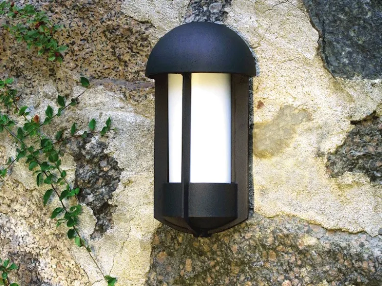 2er Set Außenwandleuchte / Wandlampe TYR, Alu schwarz lackiert, Acrylglas opal