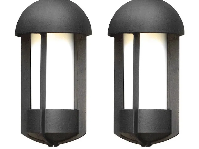 2er Set Außenwandleuchte / Wandlampe TYR, Alu schwarz lackiert, Acrylglas opal